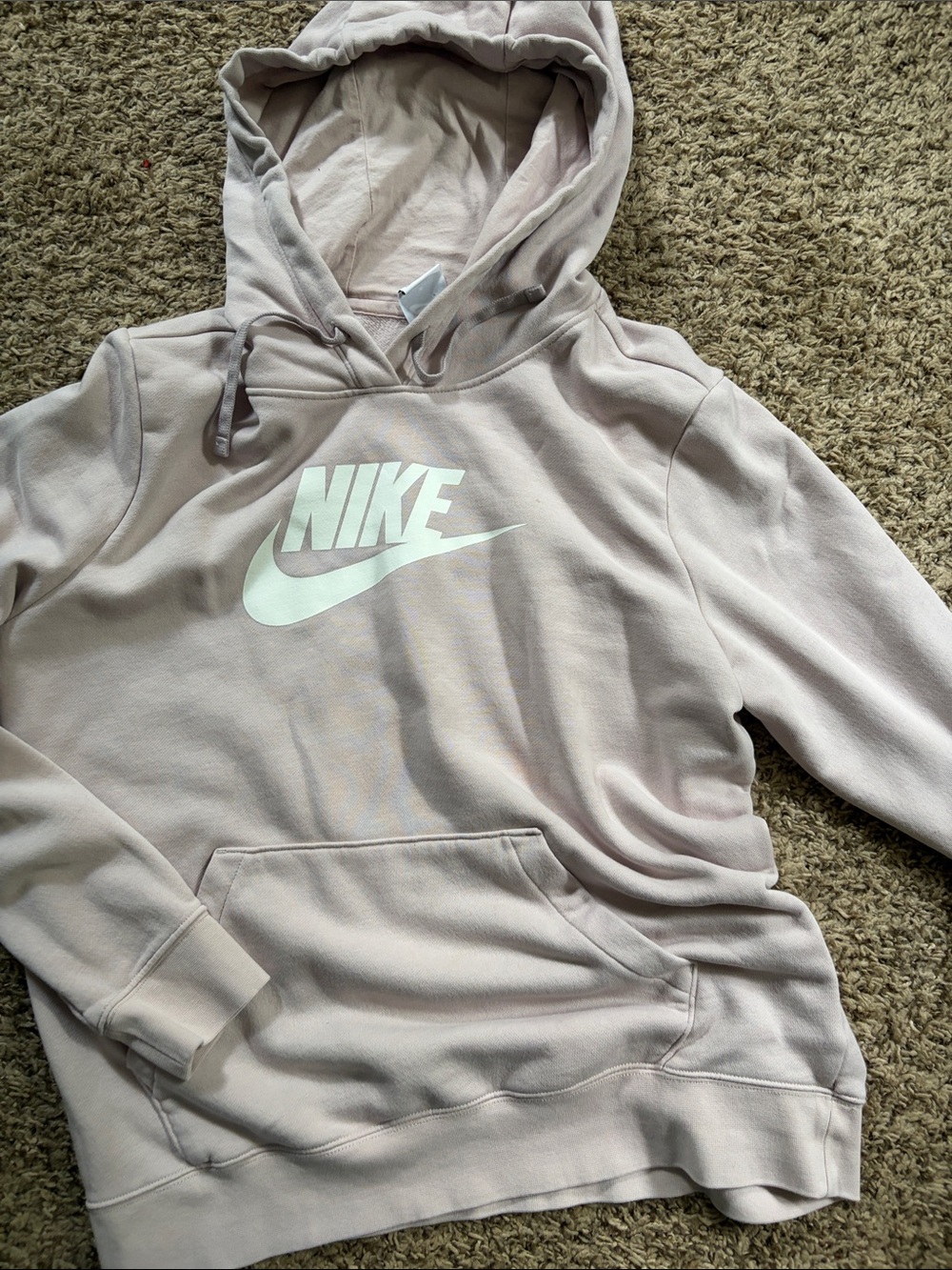 Nike Pale Pink-Beige Logo Pullover Hoodie